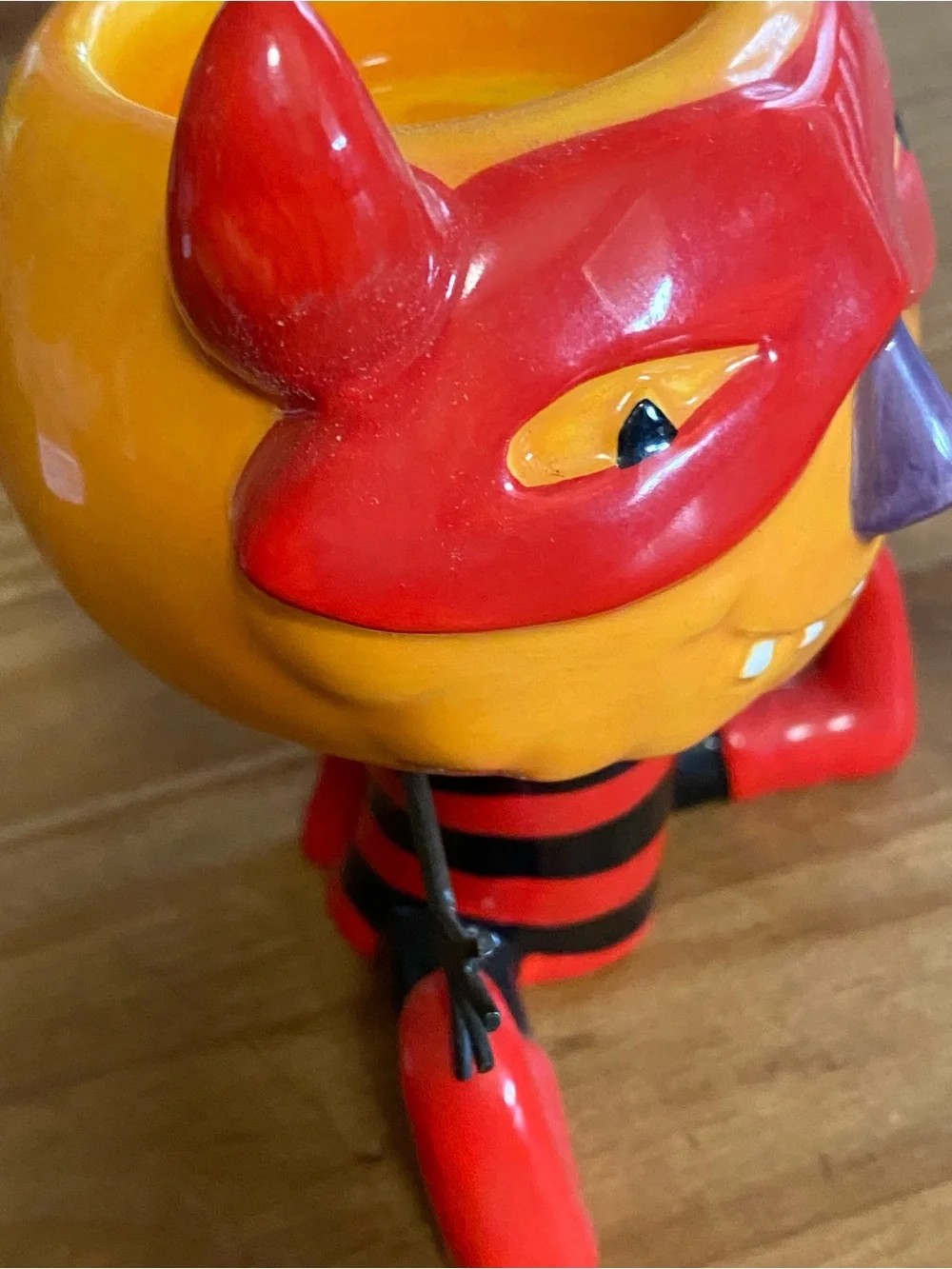 Vintage Halloween Ceramic candle holder character in devil costume (E)